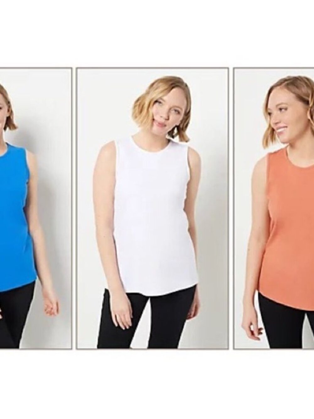 Denim & Co. Round Neck 3 Pack Cotton Tank Tops